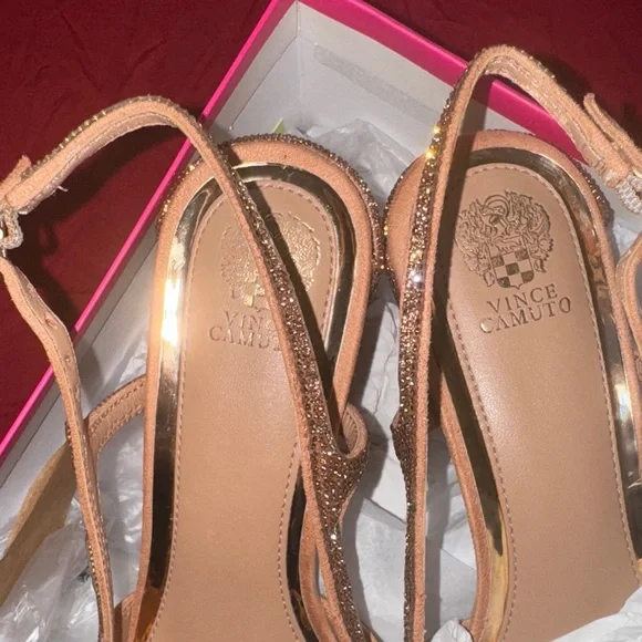 Vince Camuto Glittering Gold Slingback Heels - Picture 5 of 17